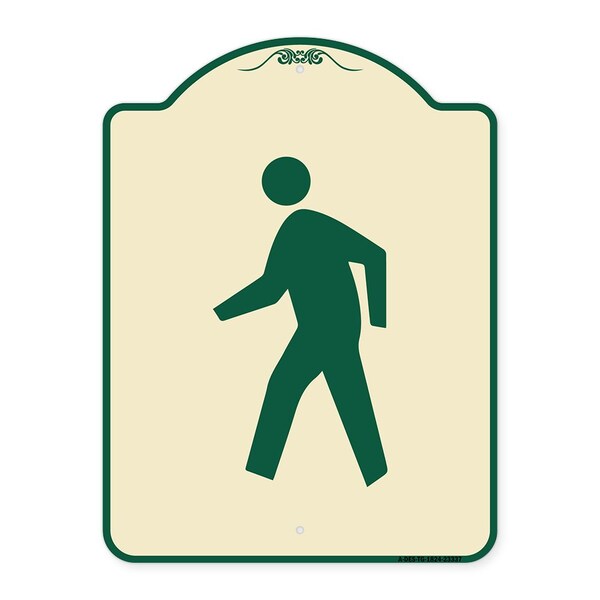 Pedestrian Crossing Symbol Heavy-Gauge Aluminum Architectural Sign, 24" x 18", TG-1824-23337